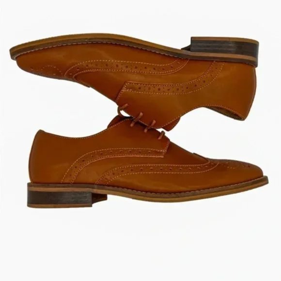 Parallel Shoes NWT Women's Classic Vegan Wingtip Oxford Shoes Brown - Picture 4 of 7